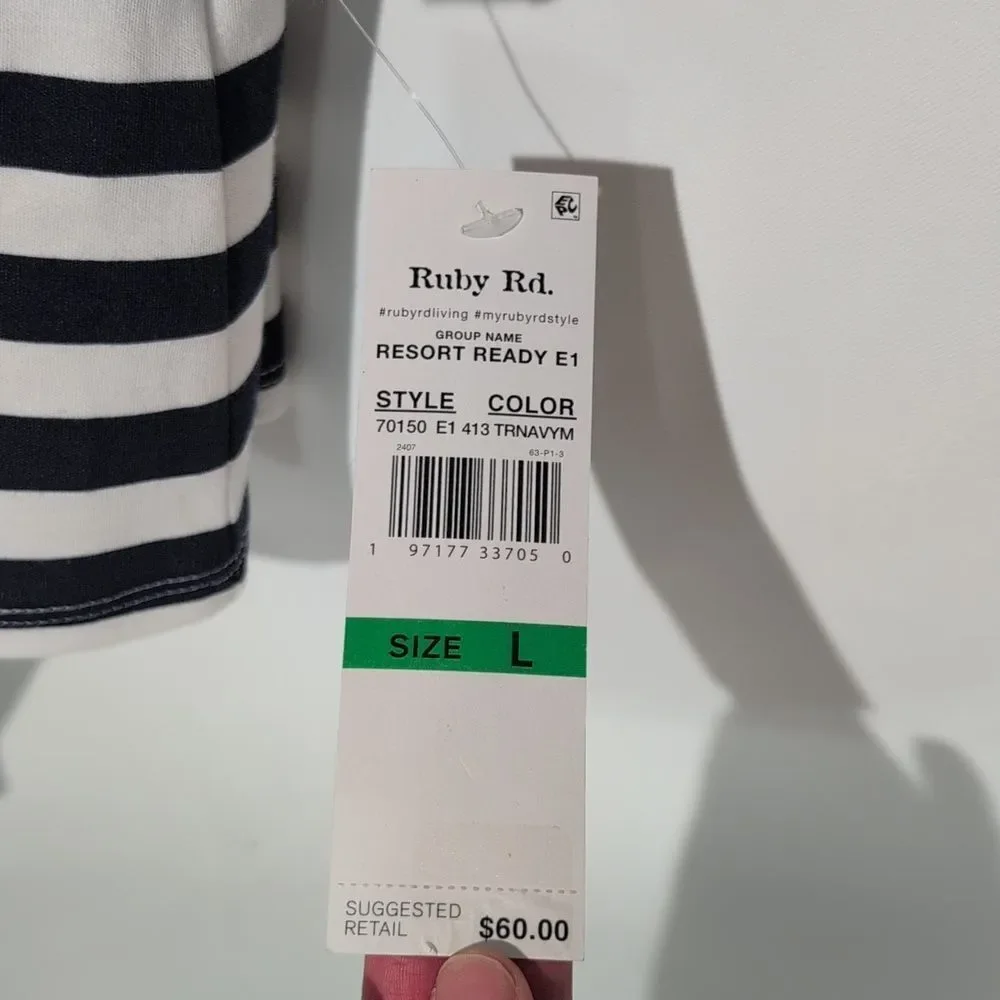 Ruby Rd. Multicolor Striped Long Sleeve Top - Picture 2 of 6